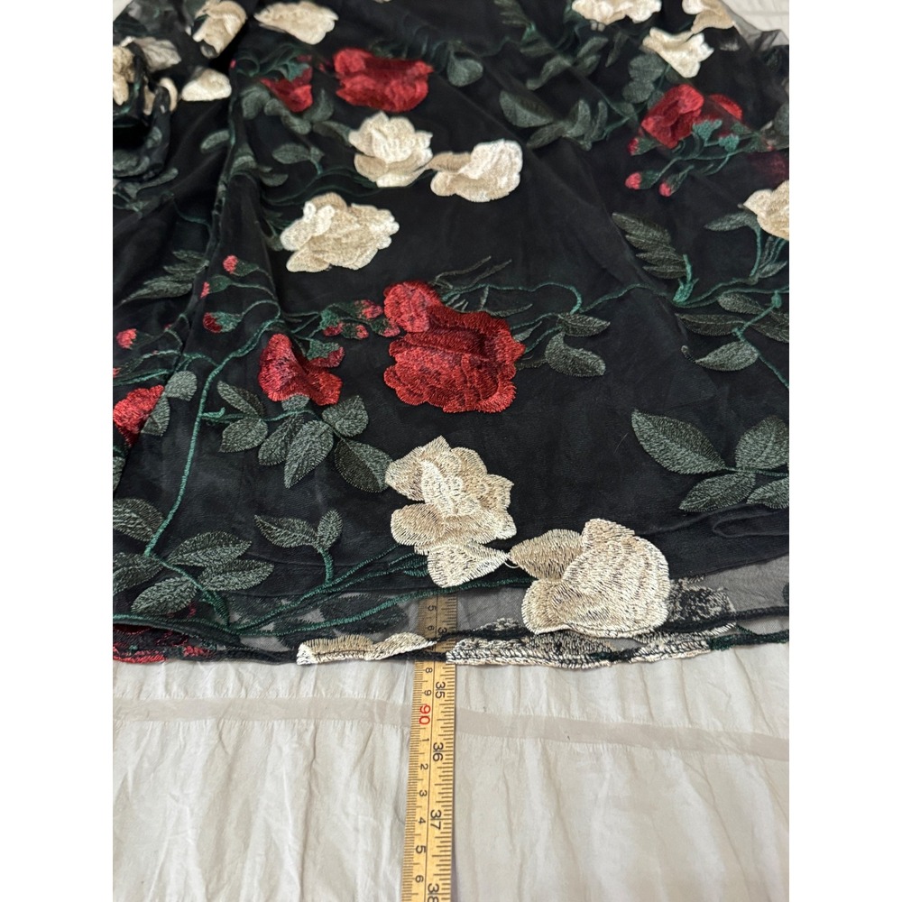 ICE Floral Embroidered Sheer Bell Sleeve Dress Sz 12 Dark Fairy Whimsigoth - Picture 7 of 8